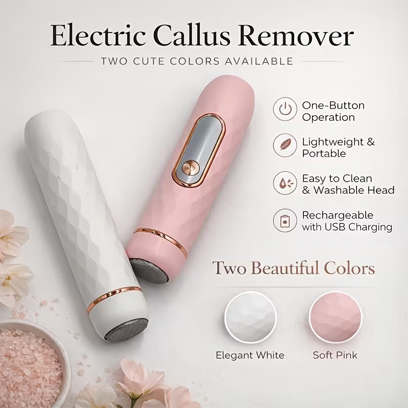 Electric Foot File, Automatic Callus Remover, Portable Electric Pedicure Device with One-Button Control for Hard and Cracked Skin, Rechargeable and Replaceable Heads, Pedicure Kit for Men and Women with Cracked Heels and Dead Skin, Christmas Gift