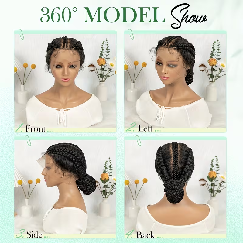Full Lace Double Triple Braid With Parallel Top | Suitable For Women'S Vacation, Travel, Fashion, Trendy Short Style, Comfortable And Breathable Dressing, Made Of High Temperature Fiber