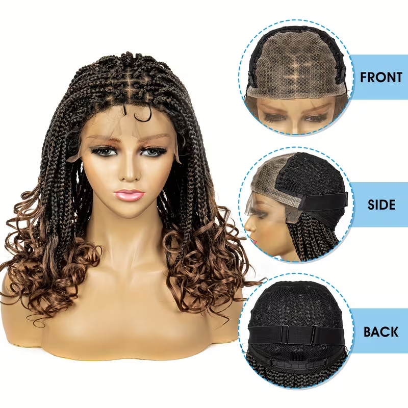 [Medium-Long Size Lace Front] 14-inch Synthetic Lace Wig Cap | 9x6 Braided, Natural Color, High Gram Weight, Weavable & Stylable