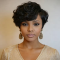 Natural Looking Remy Human Hair Wig for Women - Curly Wave Pixie Cut with 13*4*1 Lace Front, 150% Density Loose Curly Wavy Hairstyle, Natural Black Hair for Parties, Holidays & Special Occasions - Full Volume & Lift