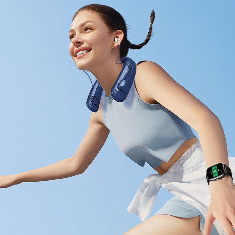 New neck fan, Bluetooth headphones, bladeless neck fan, USB rechargeable, 2-in-1 headphone and fan