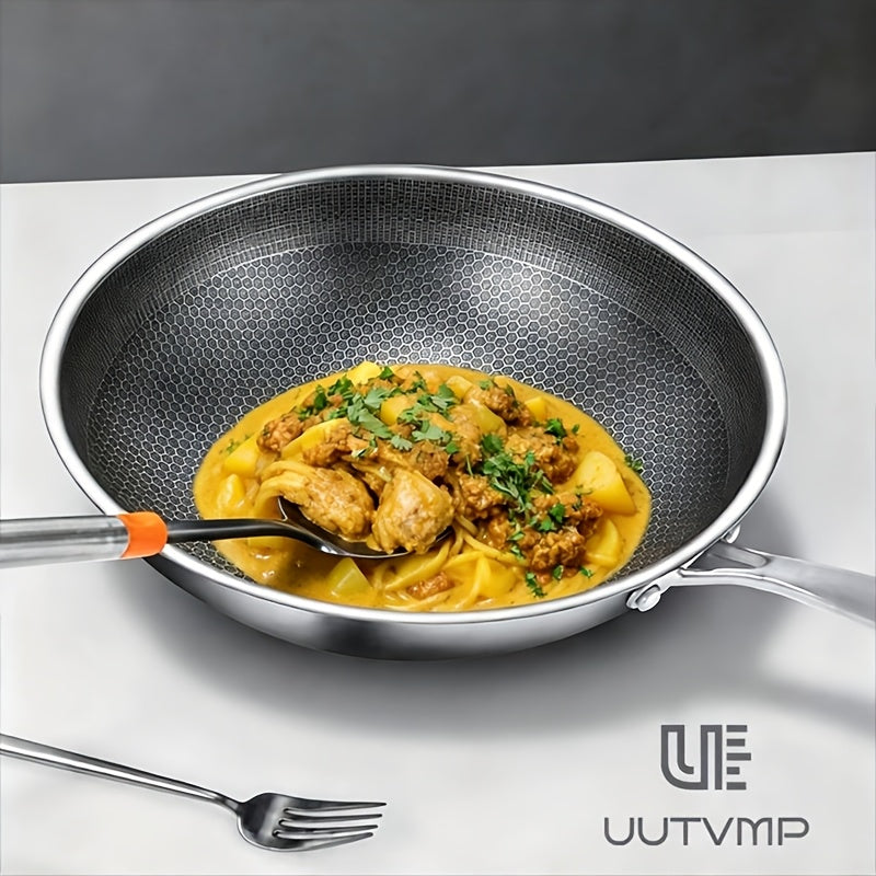 Craftsmanship honeycomb Wok cookware, non stick Chinese Wok explosive stir fry pan with large capacity Deep Frying Pan for versatile cookware in the kitchen