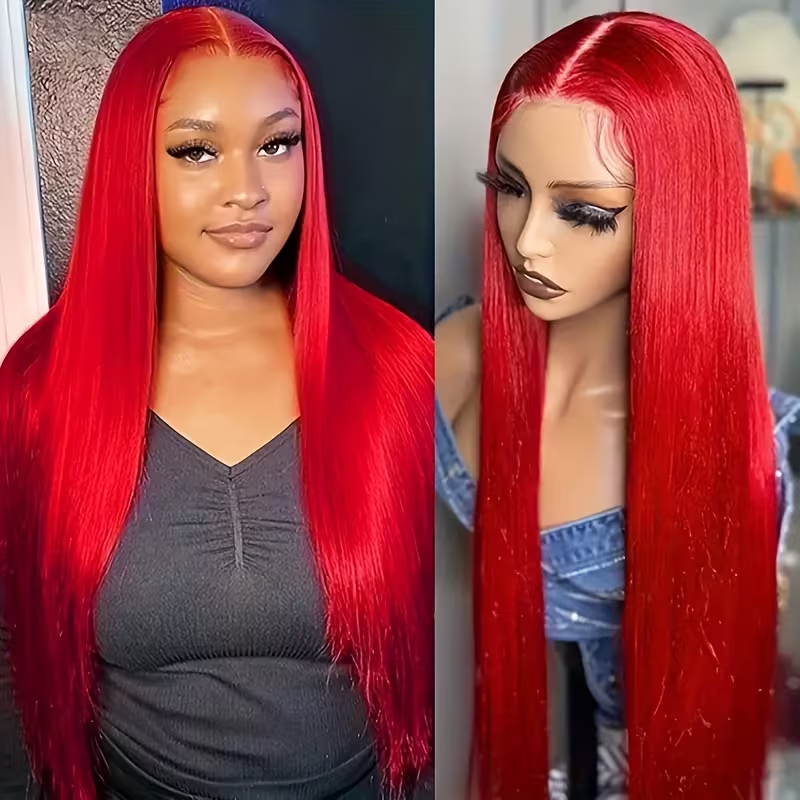 13*4 Lace Front Wig 180 Density High-Definition Lace Synthetic Fiber Wig for Women, Long Straight Hair, Heat-Resistant Fiber, Glue-Free Lace Frontal Wig with Pre-Plucked Hairline