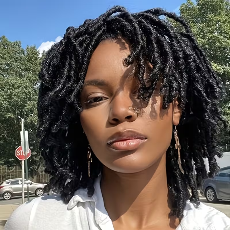10" African Twist Braid Wig | Low Maintenance, Realistic Texture, Y2K & Cool Girl Style, Natural Black, Essential for Daily & Event Looks