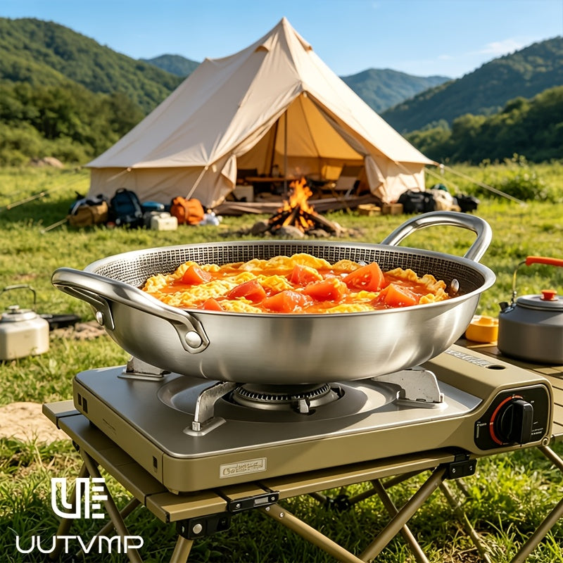 Honeycomb stainless steel double ear frying pan, with a diameter of 11.02 inches, honeycomb scratch resistant and non stick inner wall