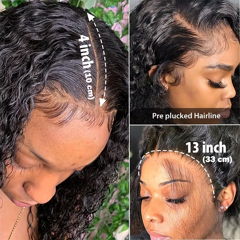 13x4 Lace Front Human Hair Wig | Water Wave Short Bob, Pre Plucked With Baby Hair, 180% Density, Brand: FUNKY GIRL