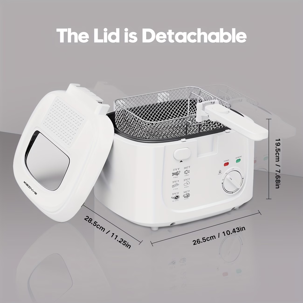 1500W Electric Deep Fryer with Adjustable Temperature Control, 84.54oz Non-Stick Basket & Viewing Window, Removable Lid for Easy Cleaning, One-Touch Switch, Christmas Gift