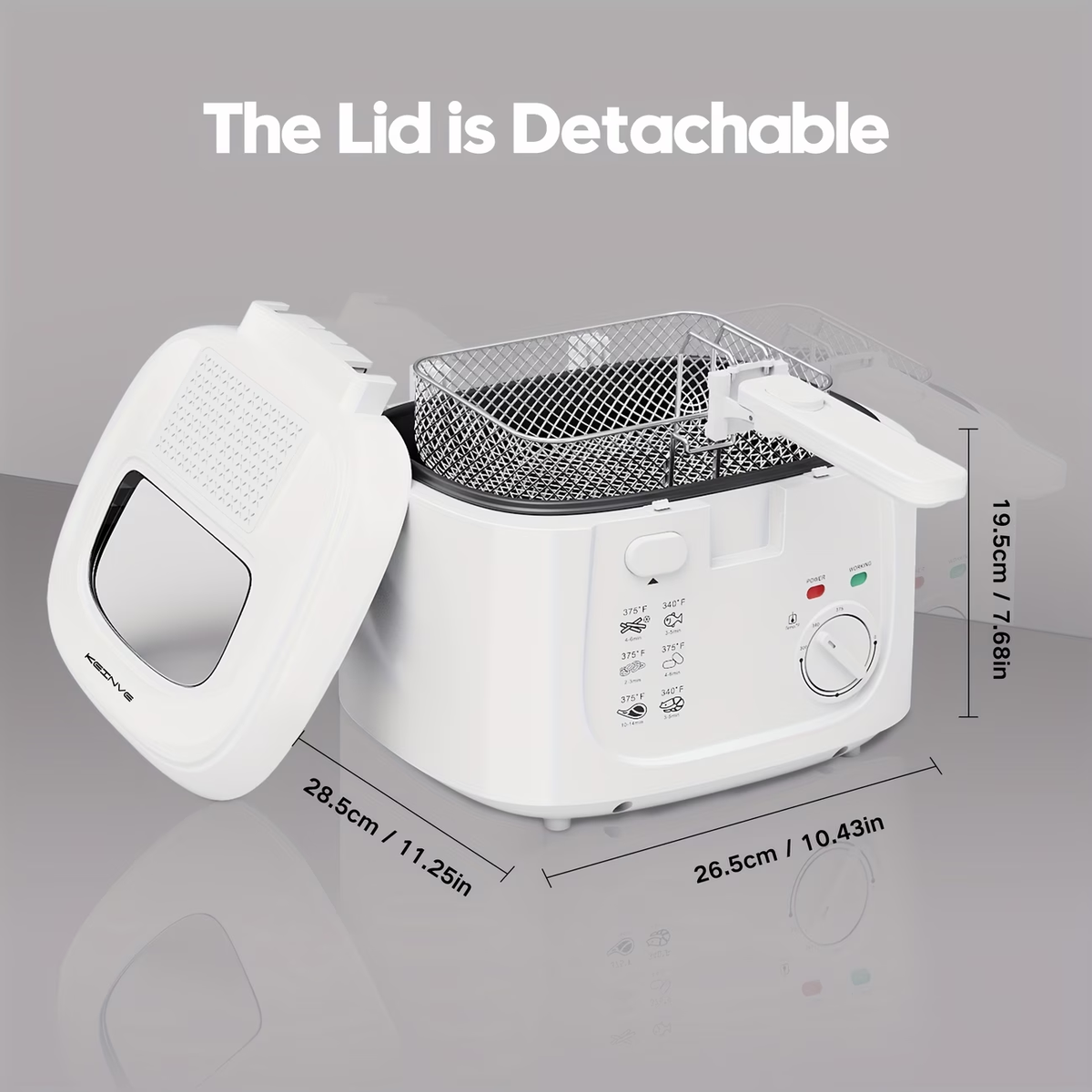 1500W Electric Deep Fryer with Adjustable Temperature Control, 84.54oz Non-Stick Basket & Viewing Window, Removable Lid for Easy Cleaning, One-Touch Switch, Christmas Gift