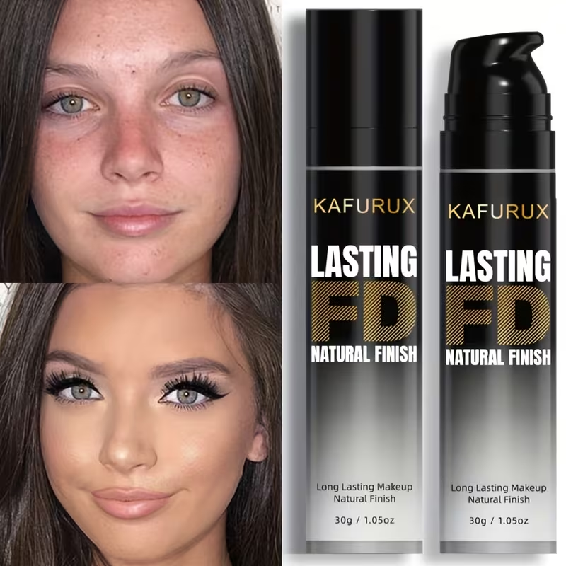 [Ultra HD Foundation] KAFUX Ultra HD Liquid Foundation | Natural Finish, Lightweight, Full Coverage for All Skin Types, Light to Medium Shades
