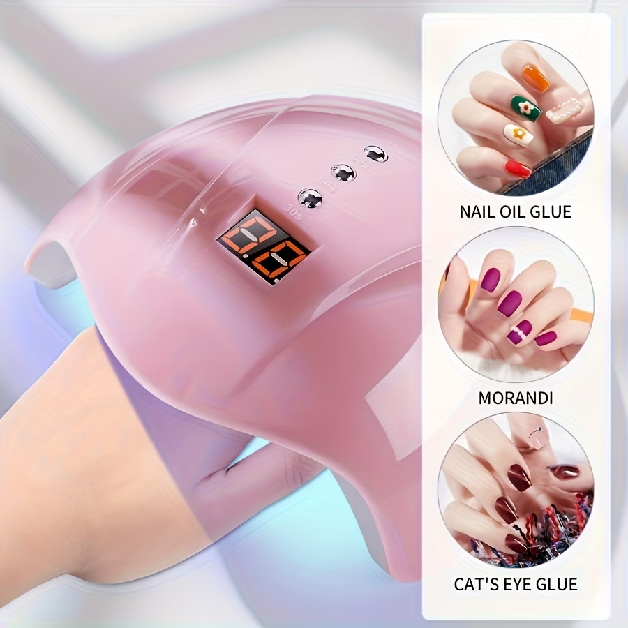 TURAOHU 1pc 12 Lamp Beads Pink Nail Lamp Nail, Nail Machine Dual Light Source Nail Lamp, for UseWomen And Nail Art DIY