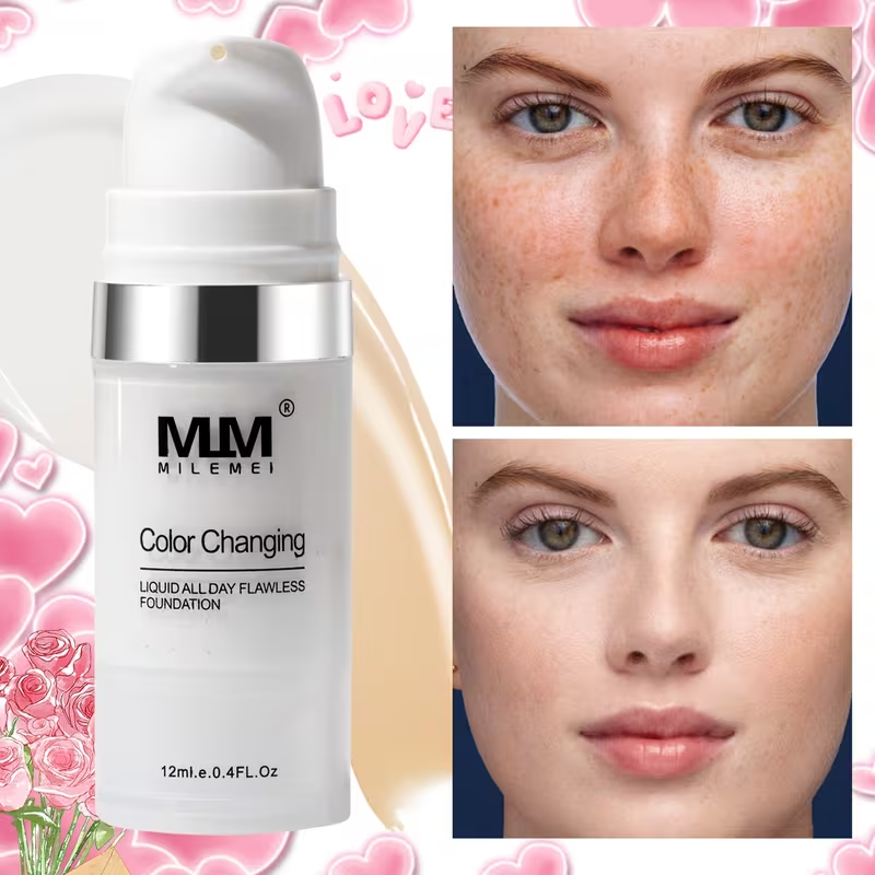 Two-In-One Color-Changing Foundation, Long-Lasting Waterproof, Medium to Full Coverage Matte End Base Makeup. All Light Beige Types, Smooth Texture, Easy Application. Perfect Summer Mother'S Day Gift for Girlfriend, Mother, Or Friend