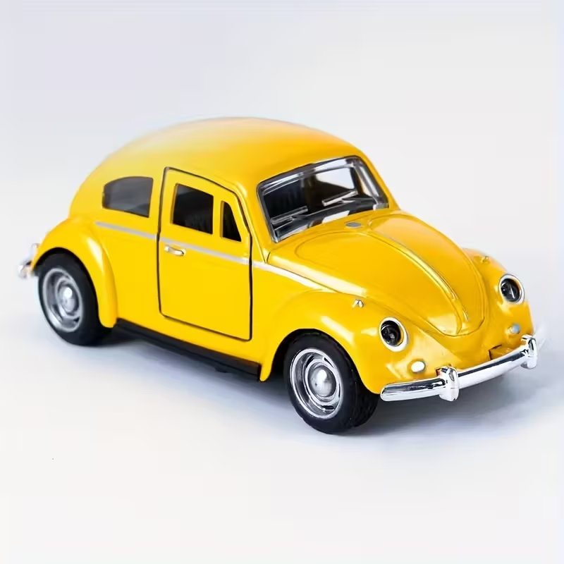 1:38 Scale Die-Cast Metal Car Model - Classic Retro Red, Openable Doors & Windows, Collectible Toy Car with Visible Interior, Perfect, Birthday