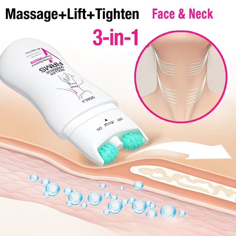 Instant Lifting & Firming Neck Wrinkle Cream with V-Shaped Roller, Neck & Face Cream, Skincare, Lifting, Firming, Smoothing, Minimizes Wrinkles/Fine Lines, 2-in-1: Hydrating & Firming, Hydrolyzed Collagen, Retinol, Niacinamide, Shea Butter