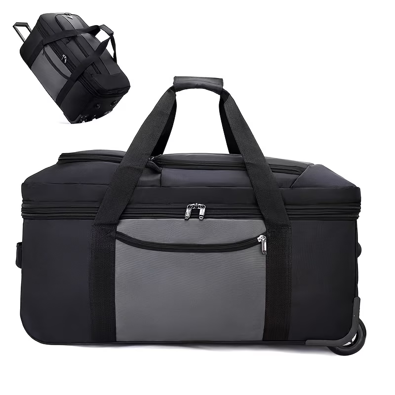 Large Capacity Expandable Travel Bag, Can Be Carried as a Backpack, Pulled on Wheels, or Handheld, Dual-Use as a Shoulder Bag or Backpack