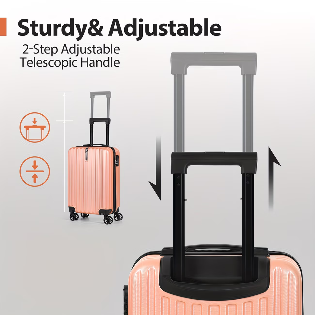 2pcs Luggage Set, 20-Inch Rolling Suitcase & 14-Inch Makeup Bag, Travel Carry-On Trolley Bag with Spinning Wheels & TSA Lock for Business & Leisure Flights. Available In Four Colors.