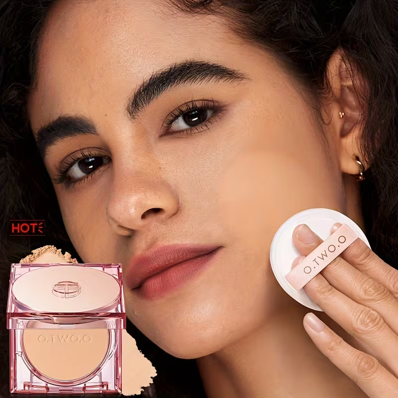O.TWO.O 3D Soft Focus Face Powder Waterproof Long Lasting Oil Control 24H Natural Skin Tones Anti-Transfer, Non-Absorbent for All Skin Types & Tones, Includes Puff Makeup Powder Foundation Daily Essential Otwoo Makeup for Women