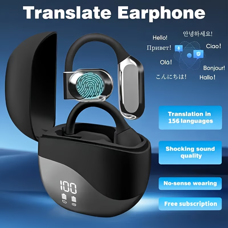 Real-Time Languages Smart AI Translation Earbuds - Translate In Real-Time, Providing Precise Simultaneous Interpretation to Eliminate Language Obstacles for Seamless Business Trips, Social Interactions, Education, Work, And Conferences