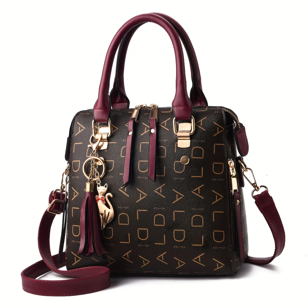 1pc Ladies Fashion Crossbody Bag, Zipper Closure Shoulder Handbag, Polyester Lining, Colorful Monogram Print On The Edge, Casual Ladies Purse, Wallet Crossbody Bag