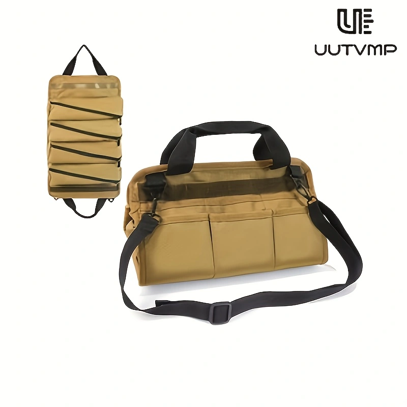 Tool Organizer Bag – Suitable for Outdoor, Camping, and Hiking Gear; Features Wall-Mountable, Handheld, and Crossbody Carrying Options.