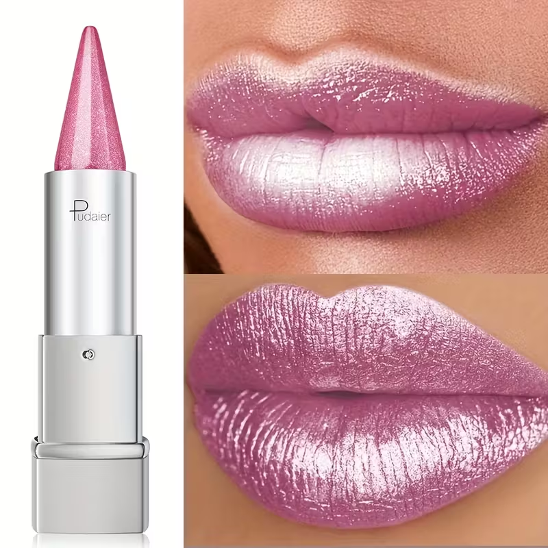 Pudaier Pearlescent, Sparkle, Lipstick for Women, Lightness, Waterproof Long-Lasting Lipstick, 24-Hour Wear, Colorfast, Spring And Summer Elegant Fashion Cosmetics, Portable Travel Makeup