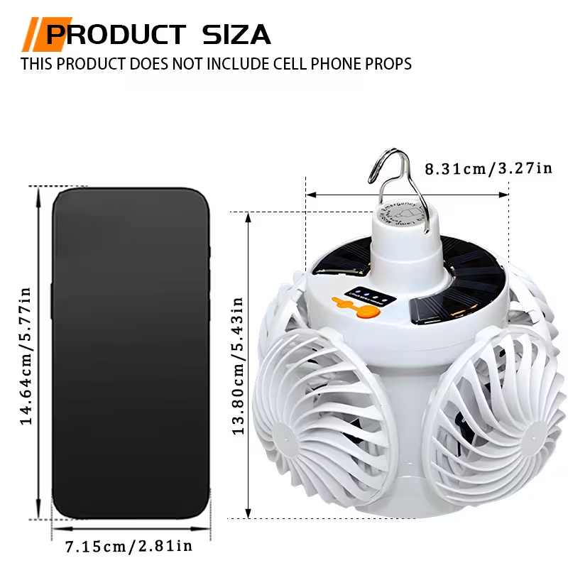 1pc Solar Charging Camping Light, with Fan Function, Portable Foldable Flashlight, Hook Design, 3 Modes, Suitable for Emergency Lighting at Night for Fishing, Camping, And Tourism