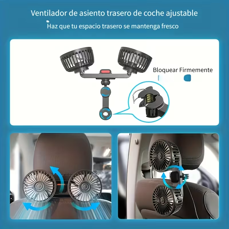 Car mounted RV silent fan, dual fan, car mounted fan, dual head rear ventilation fan, powerful wind power, 360 degree rotation, super large airflow, ultra quiet operation, easy to clip and install, suitable for cars and homes