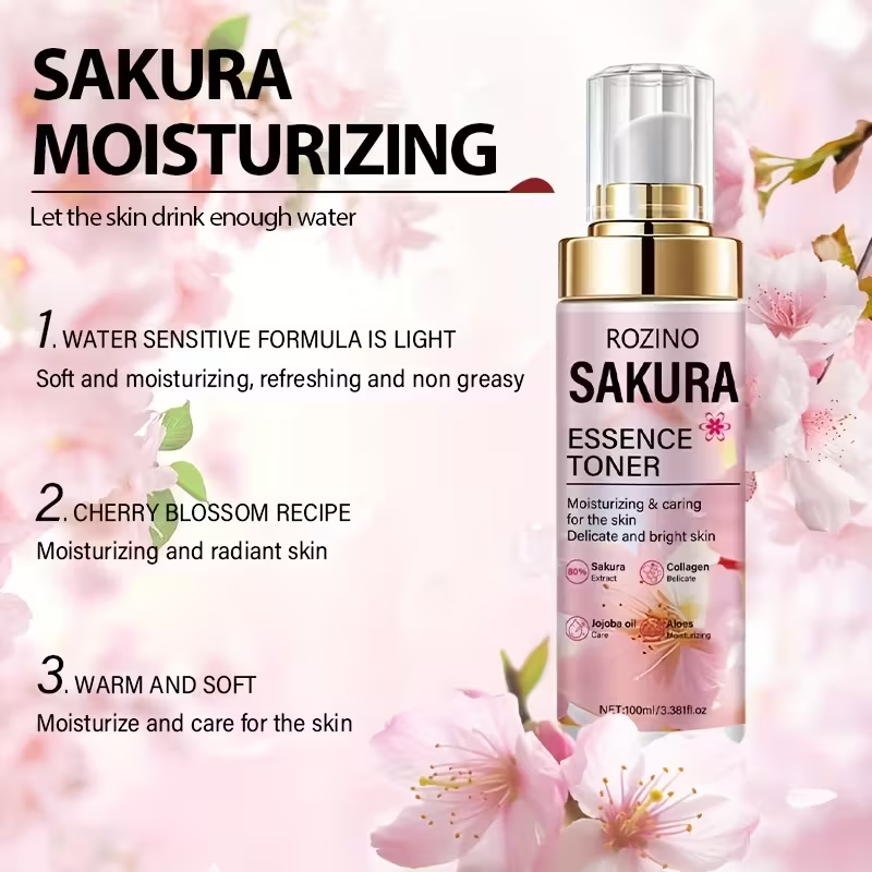 Instant Lifting & Firming Facial Toner/Natural Cherry Blossom Intensive Moisturizing & Firming Facial Essence Water 100ml/Refreshing, Easily Absorbed Texture/Quickly Penetrates Upon Spraying/Smooths Out Sagging Skin, Deeply