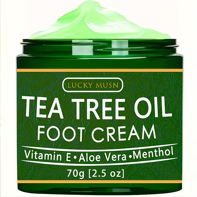LUCK MUSN Tea Tree Oil Foot Cream - 2oz with Aloe Vera, Hyaluronic Acid & Honey, Suitable for Dry Skin, Suitable for All Skin Types