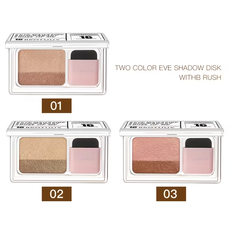 Shimmery Dual-Tone Eyeshadow Palette - 5-8 Versatile Shades, Easy Blend, Long-Lasting, Waterproof with Brush