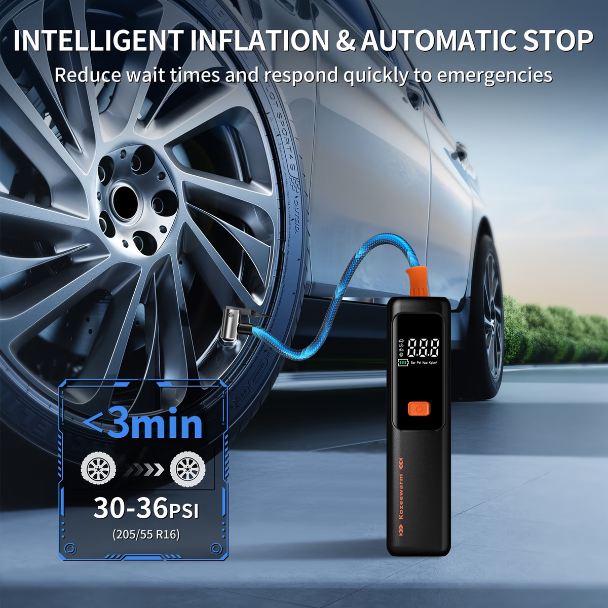 Super Special!!! [Cordless Tire Inflator Portable] - Cordless Air Compressor with Digital Gauge, USB Rechargeable, 3X Fast Inflation for SUV, Cars, Bikes, Motorcycles & Sports Equipment And Ball, Air Pump for Car Tires, Portable Tire Inflator
