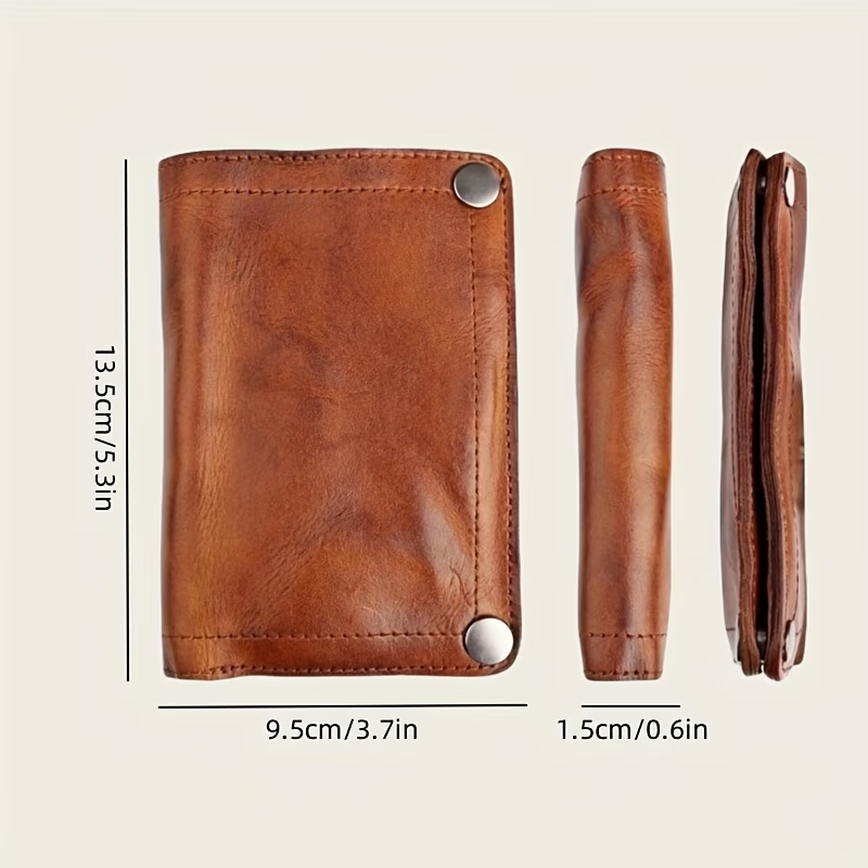 Retro Vegetable Tanned Leather Handmade Wallet Men'S Genuine Leather Zipper Bag Multi-Card Slot First Layer Cowhide Handmade Old Large Capacity