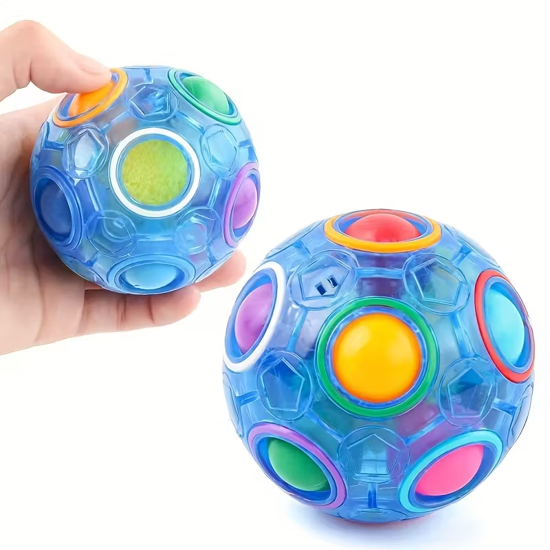 Candy-Colored Rainbow Ball, 12-Hole Press-To-Release Anti-Anxiety Novelty Stress Relief Toy, Perfect Christmas And Halloween Gift