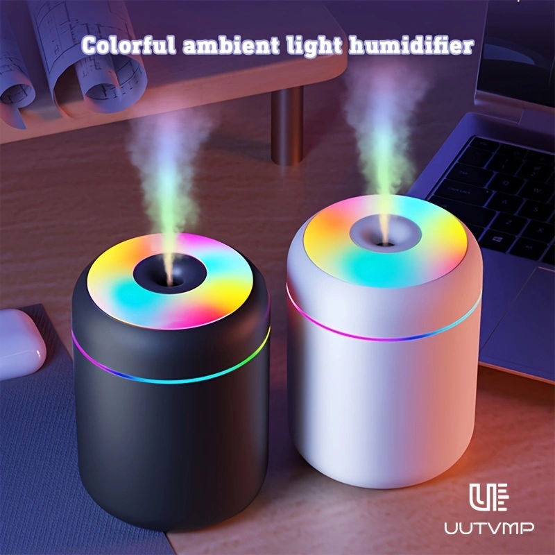 Mini portable humidifier, USB small quiet high-mist humidifier, seven-color ambient light, car and home humidifier.