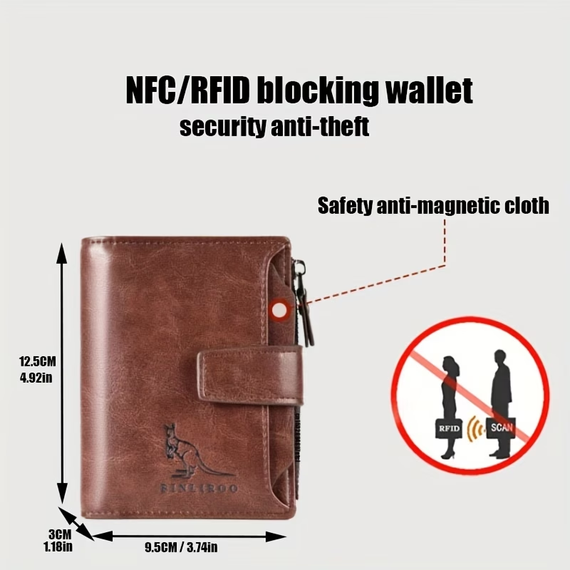 Luxury RFID Card Holder Wallet for Men, Featuring a Zipper Coin Purse And Made of Portable Faux Leather