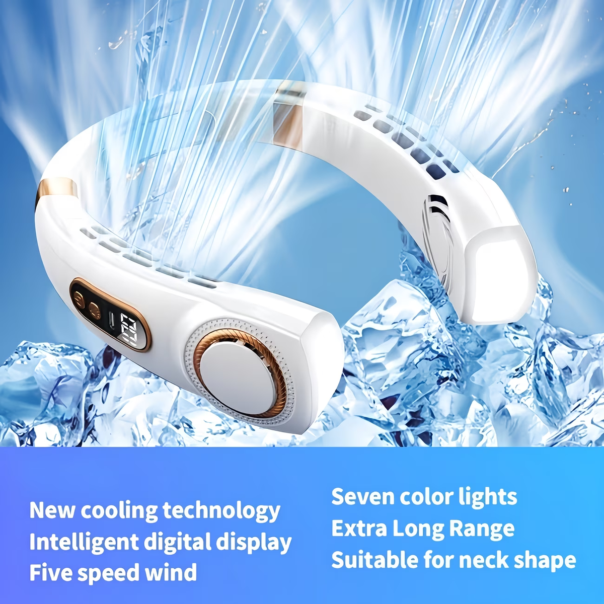 1pc Portable Wearable Neck Fan - Personal Fans for Outdoor And Indoor Use, Hands-Free, Leafless, Rechargeable, Headphone Design, USB Charging Device with Long-Lasting Battery Life And Adjustable Speed