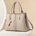 Chic Wo 's Handbag with Large Capacity - Fashionable Plaid Design, Triple-Layer Pockets, Zip Closure - Available in Khaki, Green, Black