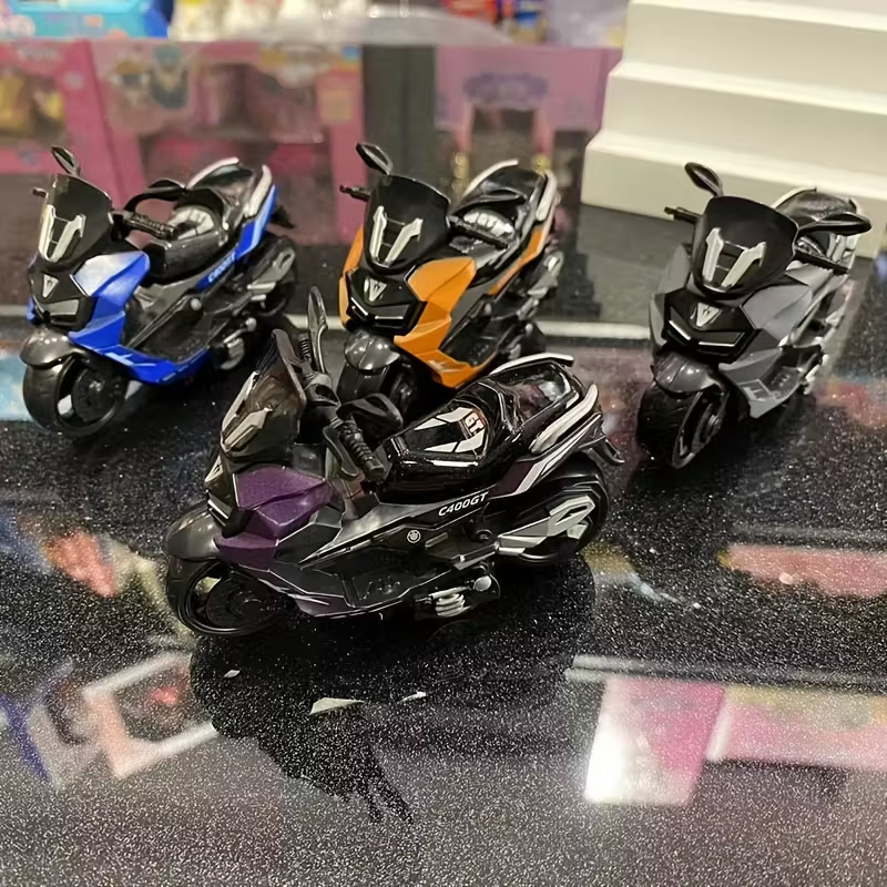1pc of Creative Pull-Back Motorcycle Toy, a Realistic Pull-Back Scooter for Children, Featuring a Movable Handlebar And a Liftable Back Seat, a Cool Scooter Model
