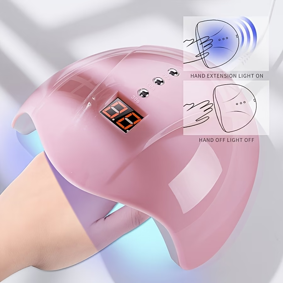 TURAOHU 1pc 12 Lamp Beads Pink Nail Lamp Nail, Nail Machine Dual Light Source Nail Lamp, for UseWomen And Nail Art DIY