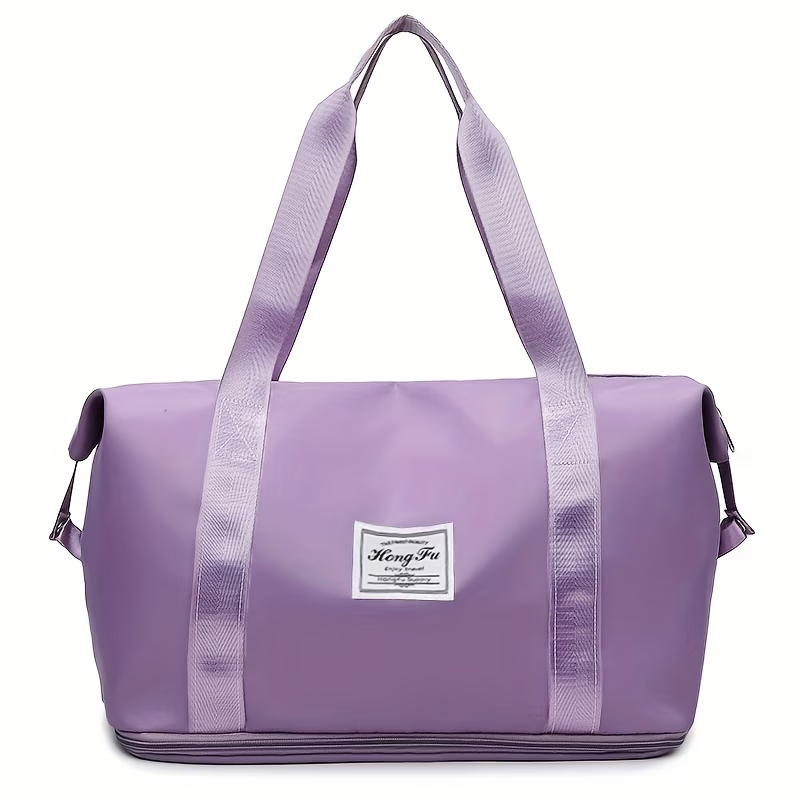 Large Capacity Women'S Duffle Bag - Pink Nylon Gym And Travel Tote, Lightweight Luggage Handbag, Versatile Sports Bag, Casual Style, Hand Washable