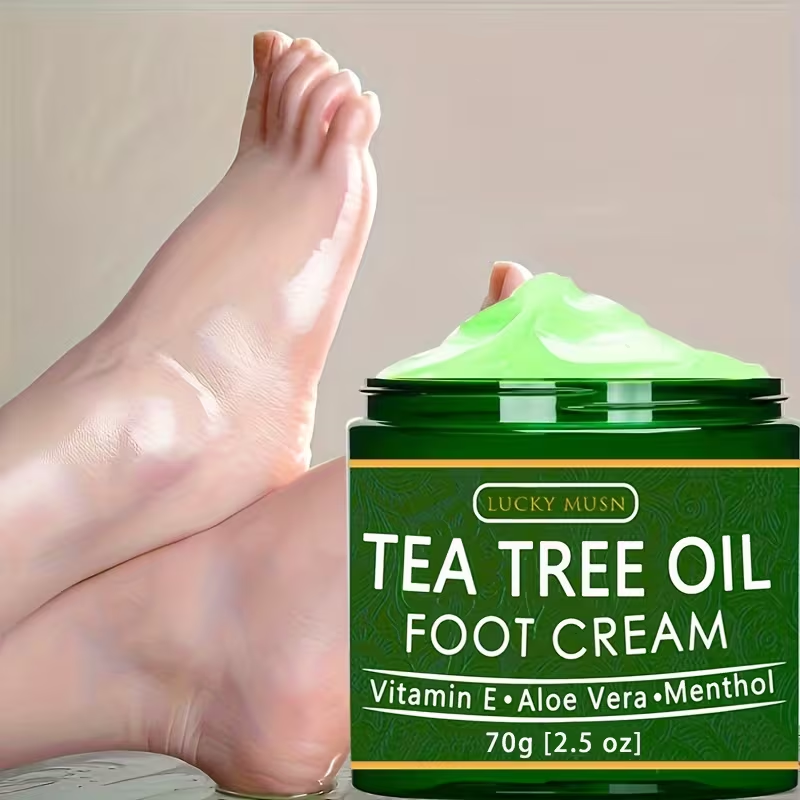 LUCK MUSN Tea Tree Oil Foot Cream - 2oz with Aloe Vera, Hyaluronic Acid & Honey, Suitable for Dry Skin, Suitable for All Skin Types