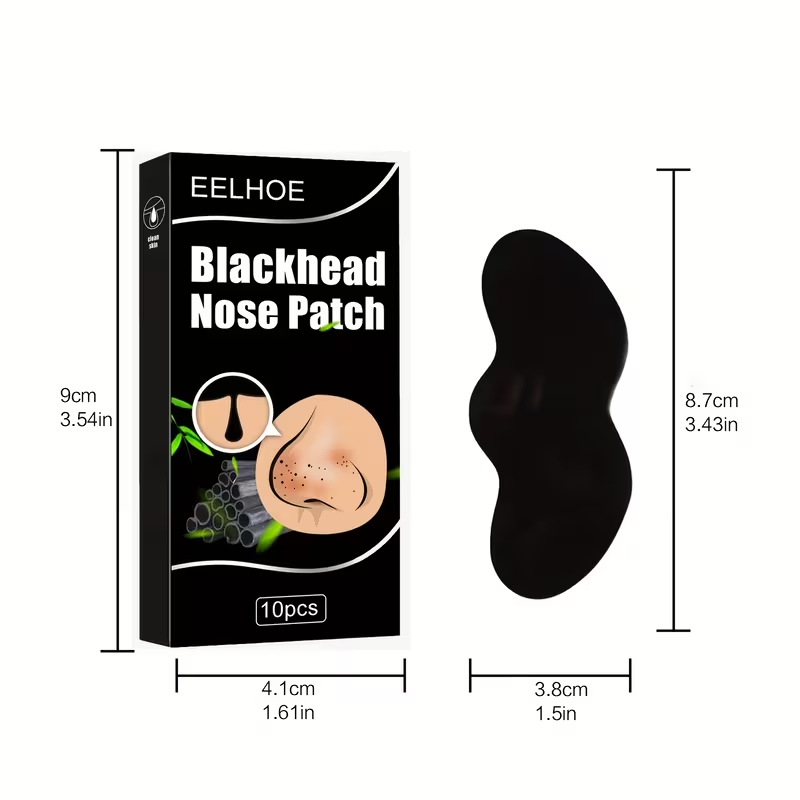 Blackhead and Pimple Nose Strips with Bamboo Charcoal, Deep Cleansing Nose Mask, 10 Sheets
