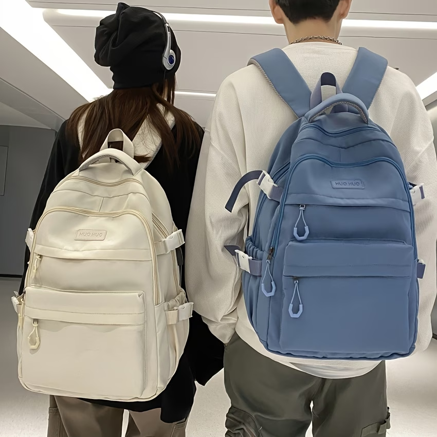 Solid Color Casual Versatile Large-Capacity Backpack, Lightweight Backpack for Outings and Travel, Daily Commute Laptop Backpack, Women's Holiday Backpack