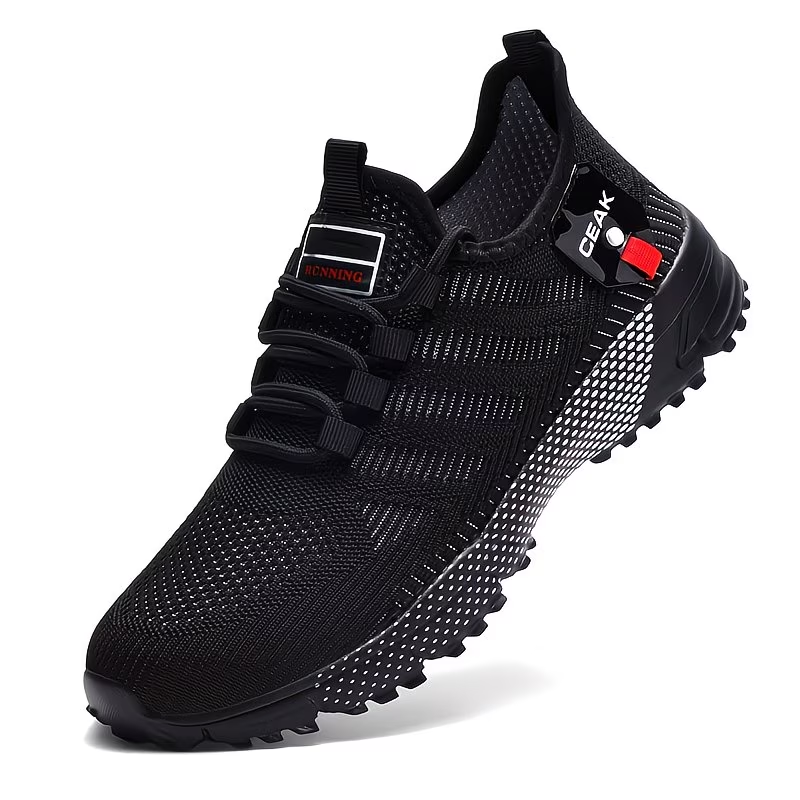 Lightweight Low-Top Training Shoes Men'S Breathable Mesh Sneakers with EVA Cushioning for Running, Hiking, Gym & Casual Wear Durable Traction Footwear All-Season Comfort, Hiking Footwear, Sleek Sporty Design & Red Accents