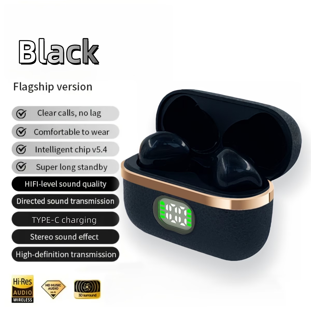New TWS Wireless Headset Earbuds | Unrivalled true wireless freedom ergonomics for ultimate comfort and HIFI sound with Bass, ACC Stereo HD Calling - Ideal for Android for iPhone, ideal for sports and music lovers