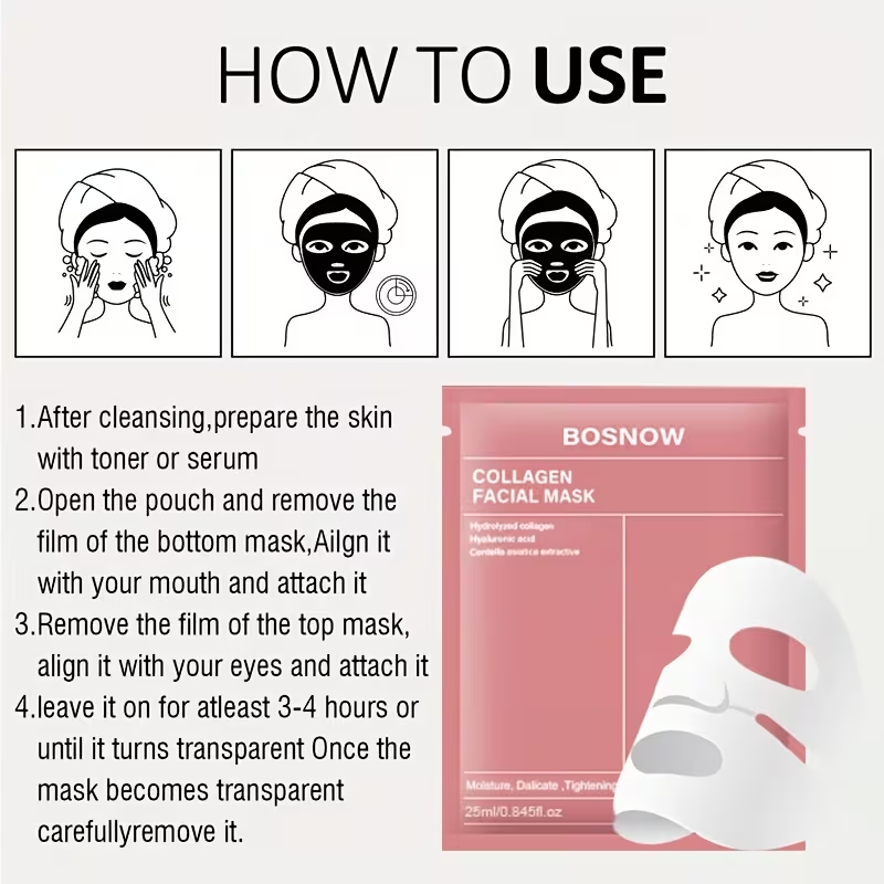 5pcs Instant Lifting Collagen White Mask • Moisturizing and Moisturizing • Keep the Skin Hydrated and Full • Firm the Skin • Make the Skin More Firm and Smooth • Make the Skin Look More Beautiful and Shiny • Suitable for Dry and Sensitive Skin