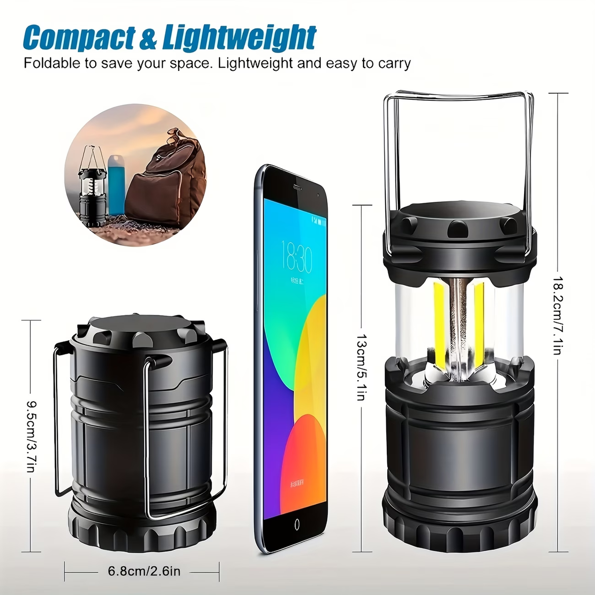 4pcs Super Bright Led Camping Lanterns | Portable, Collapsible Emergency Flashlights, Abs Material With Matte Metal End, Ideal For Camping, Outdoor Activities, And Home Use, Non-Water Resistant, Button Switch, Without Battery