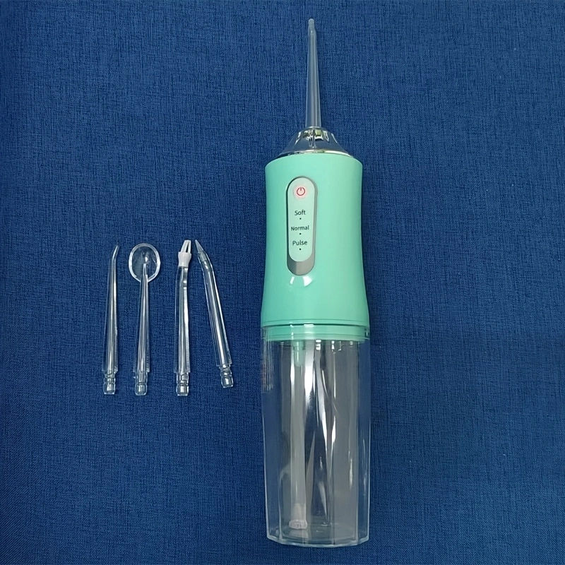 Large-capacity oral irrigator, tongue cleaner, teeth rinser; portable USB rechargeable; deep cleaning of teeth; comes with 4 cleaning heads.