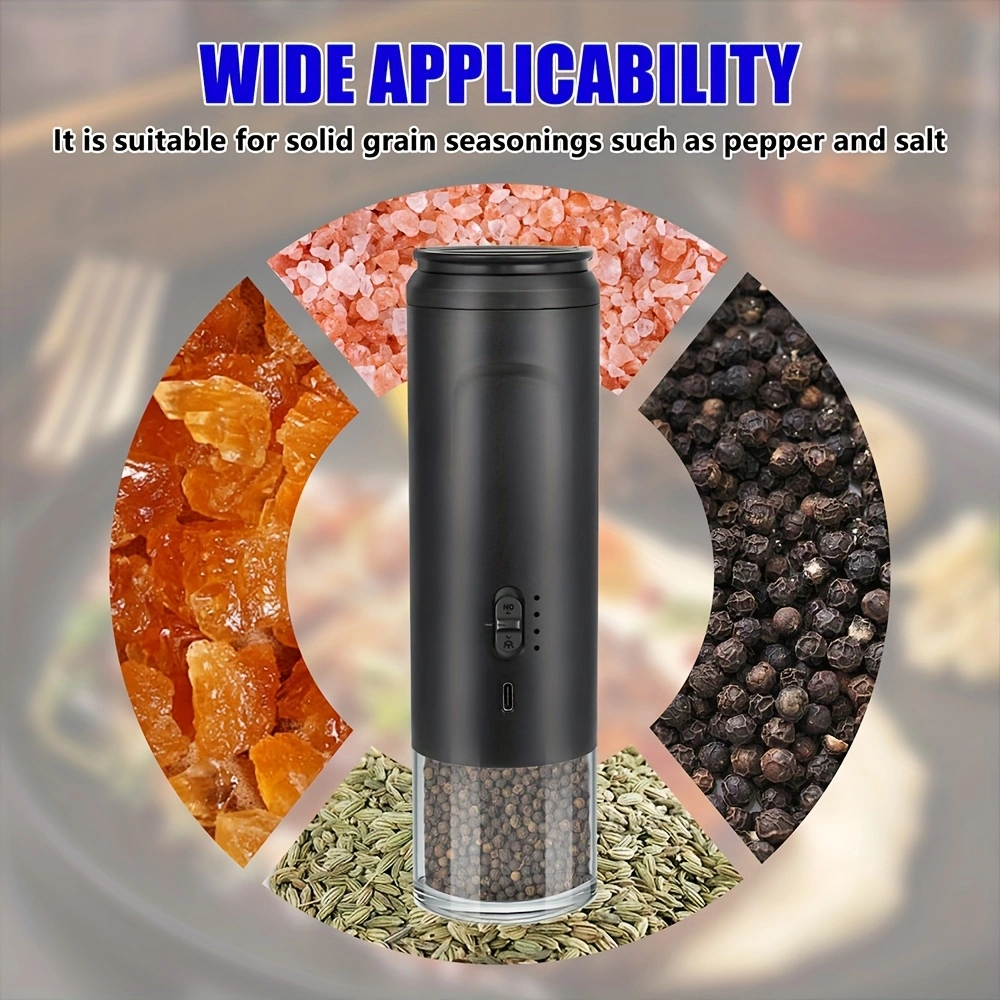Multi-functional pepper grinder, black pepper and sea salt food grinder, handheld electric pepper grinder, can also be used as a night light, convenient and easy to store, suitable for various scenarios.