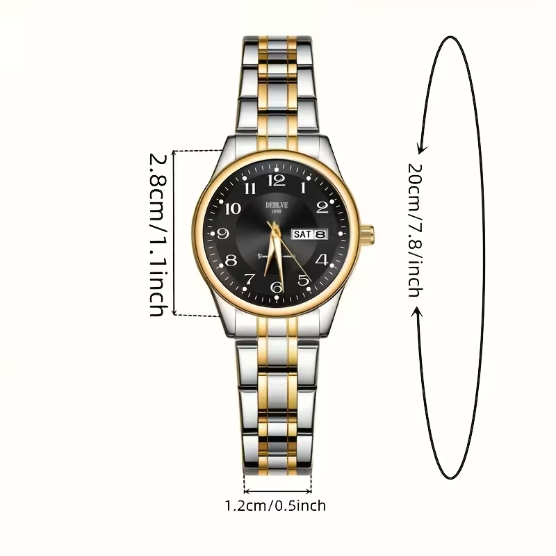 DEBLVE Women'S Ultra-Thin Stainless Steel Quartz Watch - Stylish, Lightweight, IPX7 with Calendar, Luminous Day Display, and Stainless Steel Band - Perfect for Casual Wear, DEBLVE