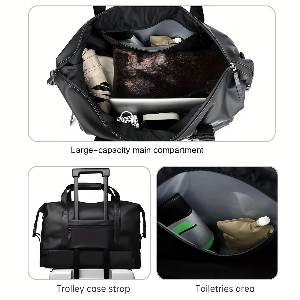 Travel Bag for Fitness, Made of PU, Foldable Sports Luggage with a Compartment for Shoes And a Wet Pocket, Ideal for Workouts, Weekend Sports, Lightweight Handbag for Everyday Use, Carry-On Luggage